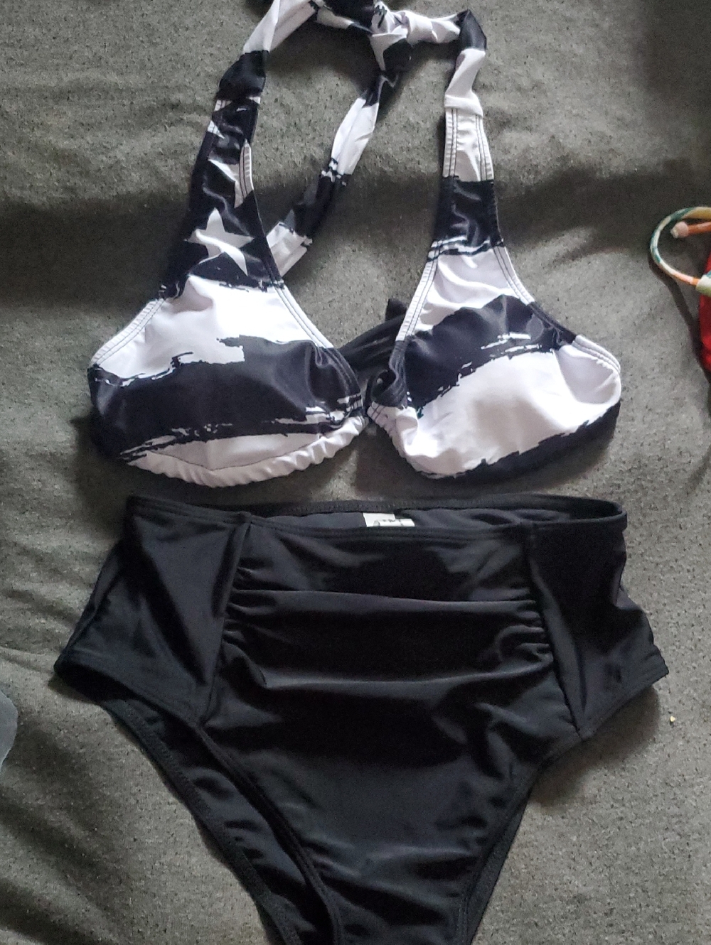 Black & White Halter Bikini Set -small